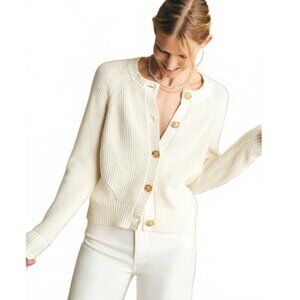 FAHERTY fisherman cardigan cream size XS